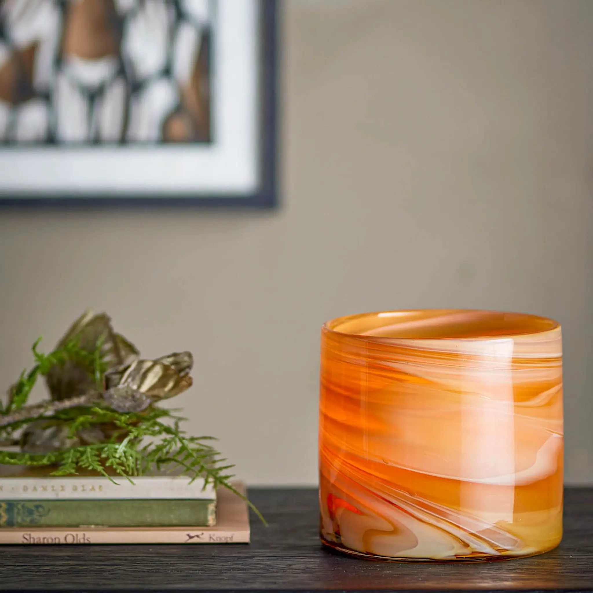 Bloomingville Ljuslykta Sylas i glas 11,5x11 cm orange