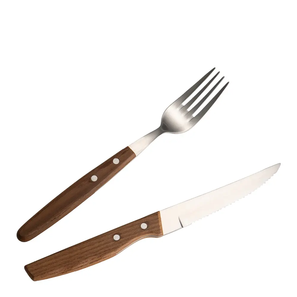 Brusletto Pihviaterimet 8 osaa Ruostumaton/Puu