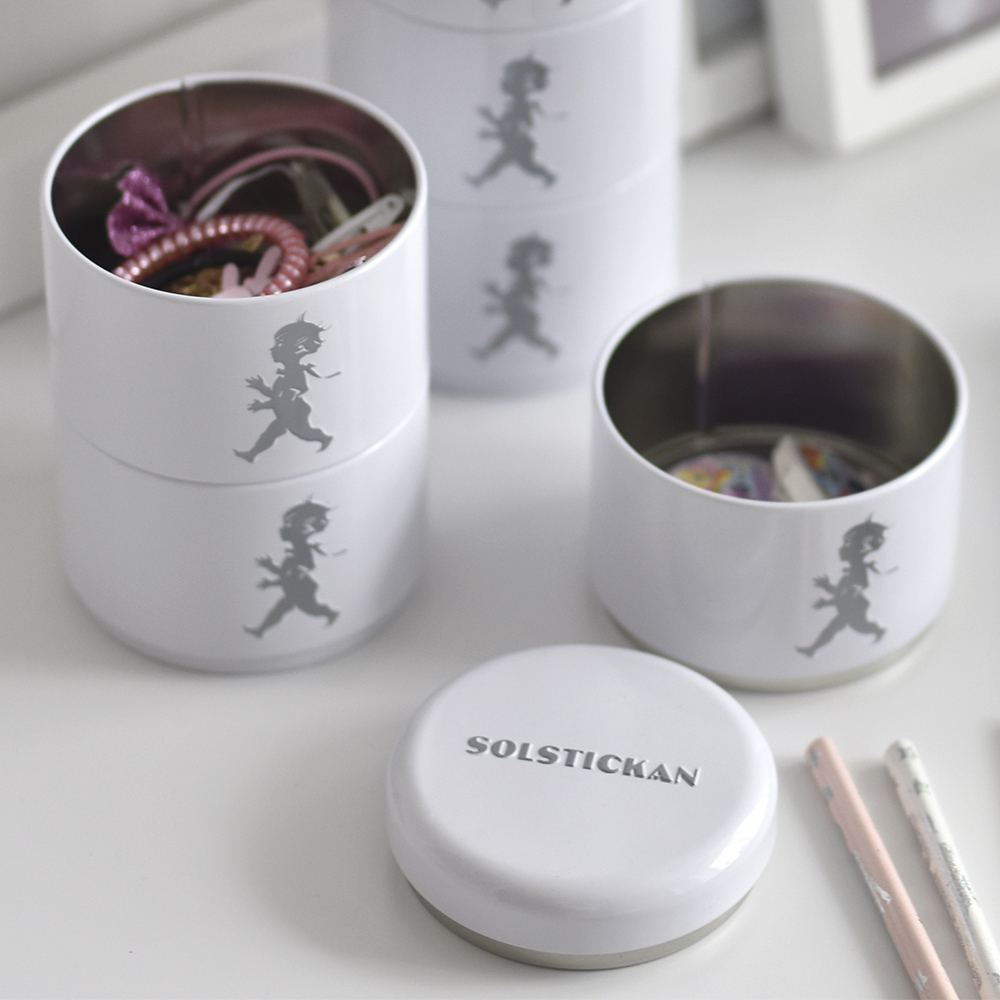 SOLSTICKAN Tredelad Förvaringsburk Vit