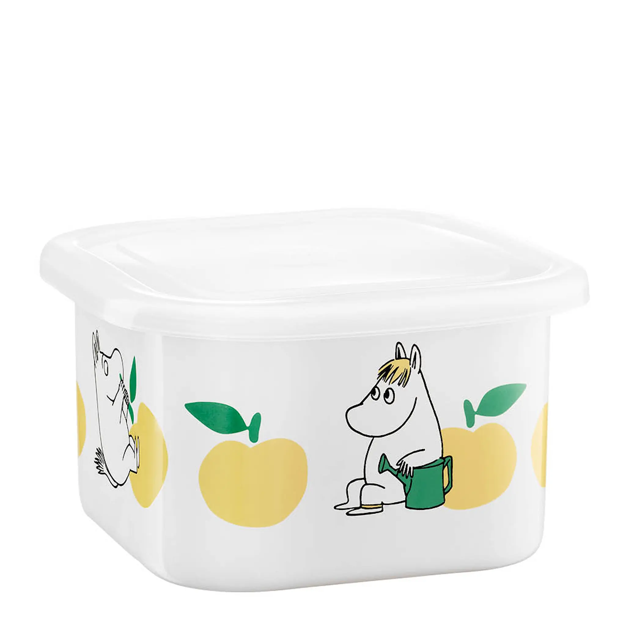 Muurla Mumin emaljburk med lock 1 L Glada Äpplen gul