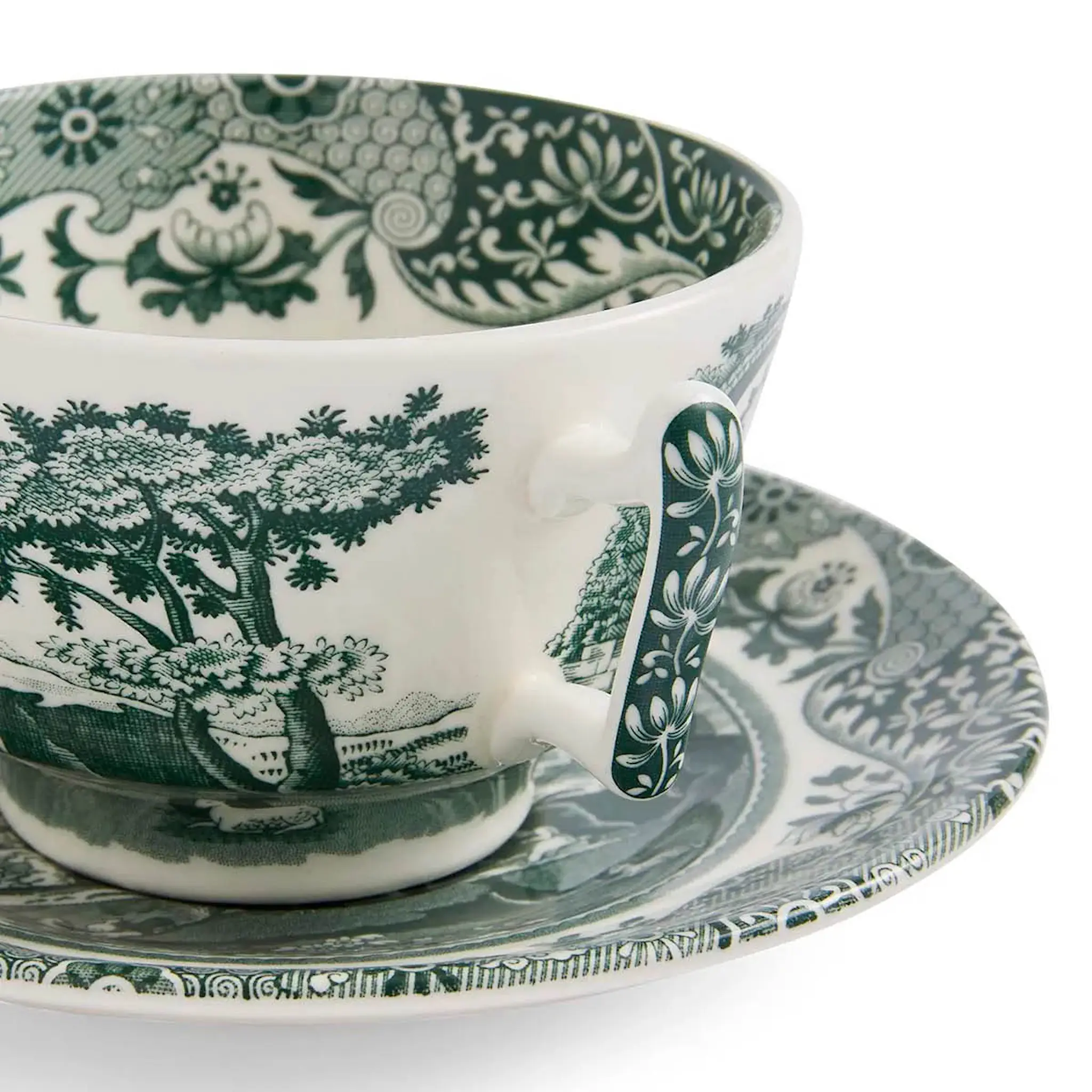 Spode Heritage Green Italian tekopp med fat 20 cl grön/vit