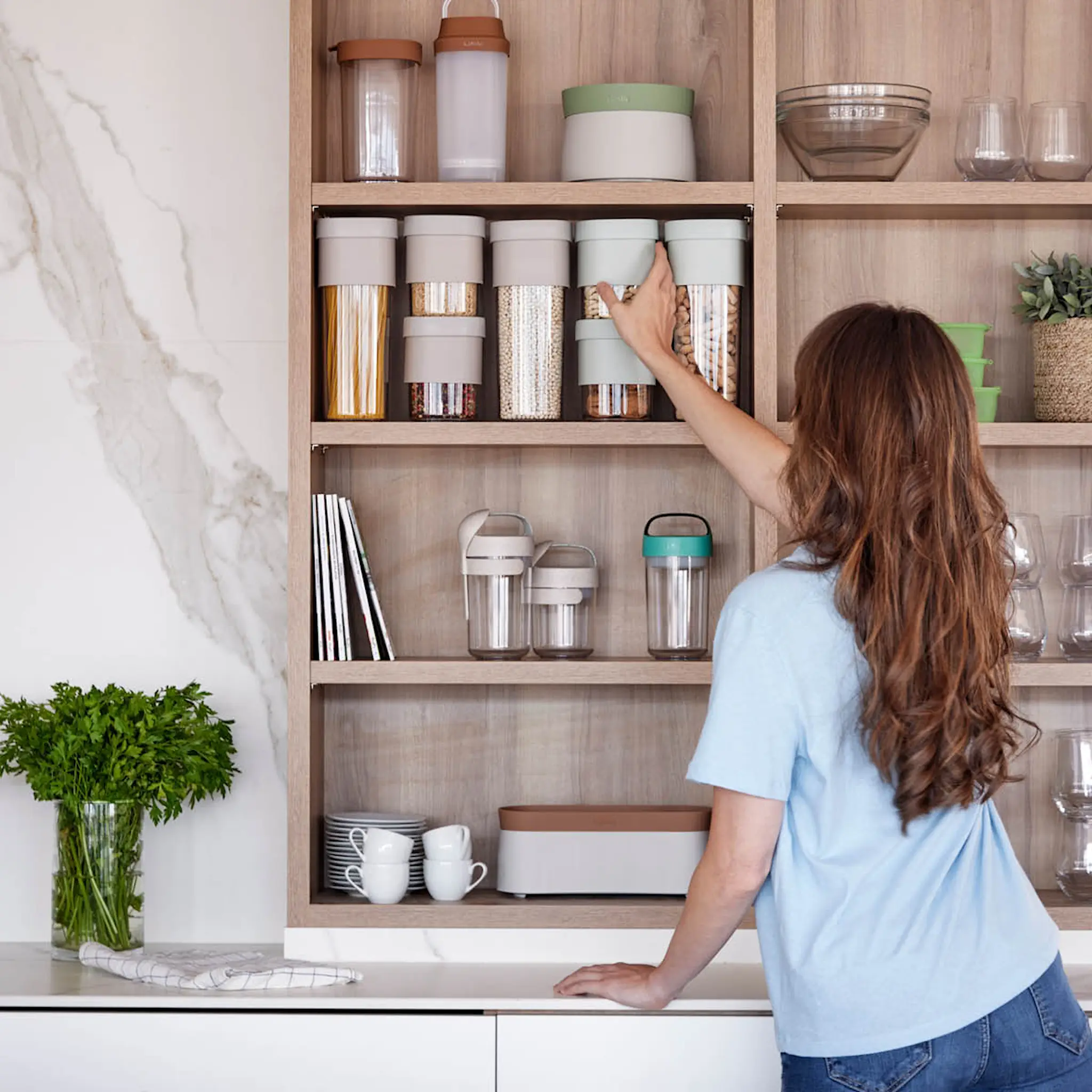 Lékué Flip Storage förvaringsburk M med lock grön