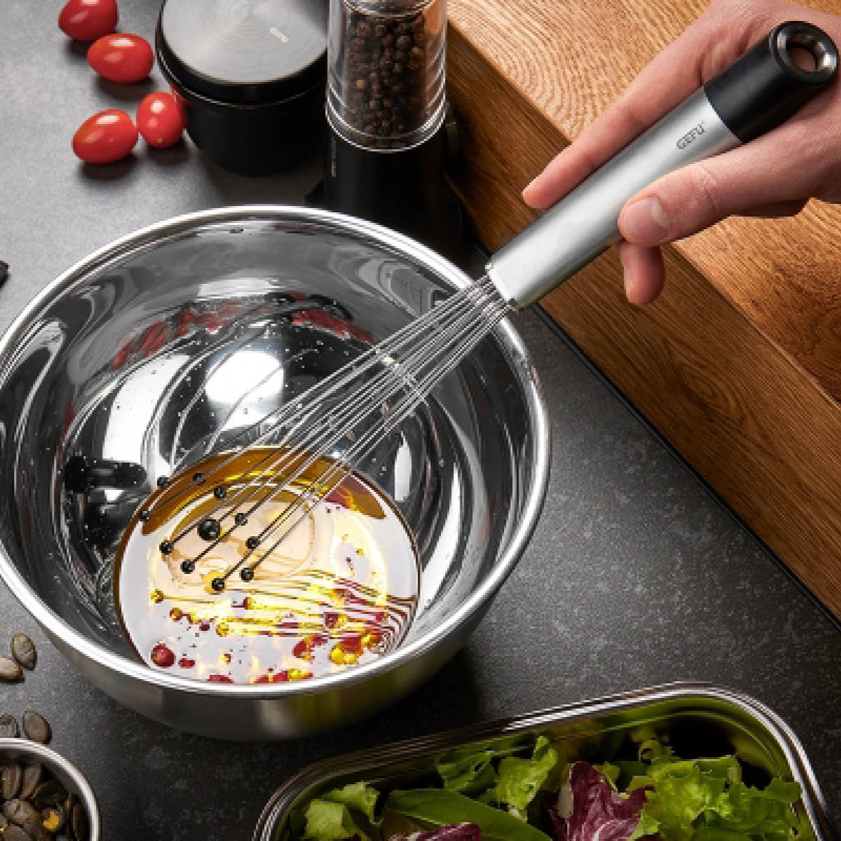 Gefu Primeline visp 32,5 cm stål/svart