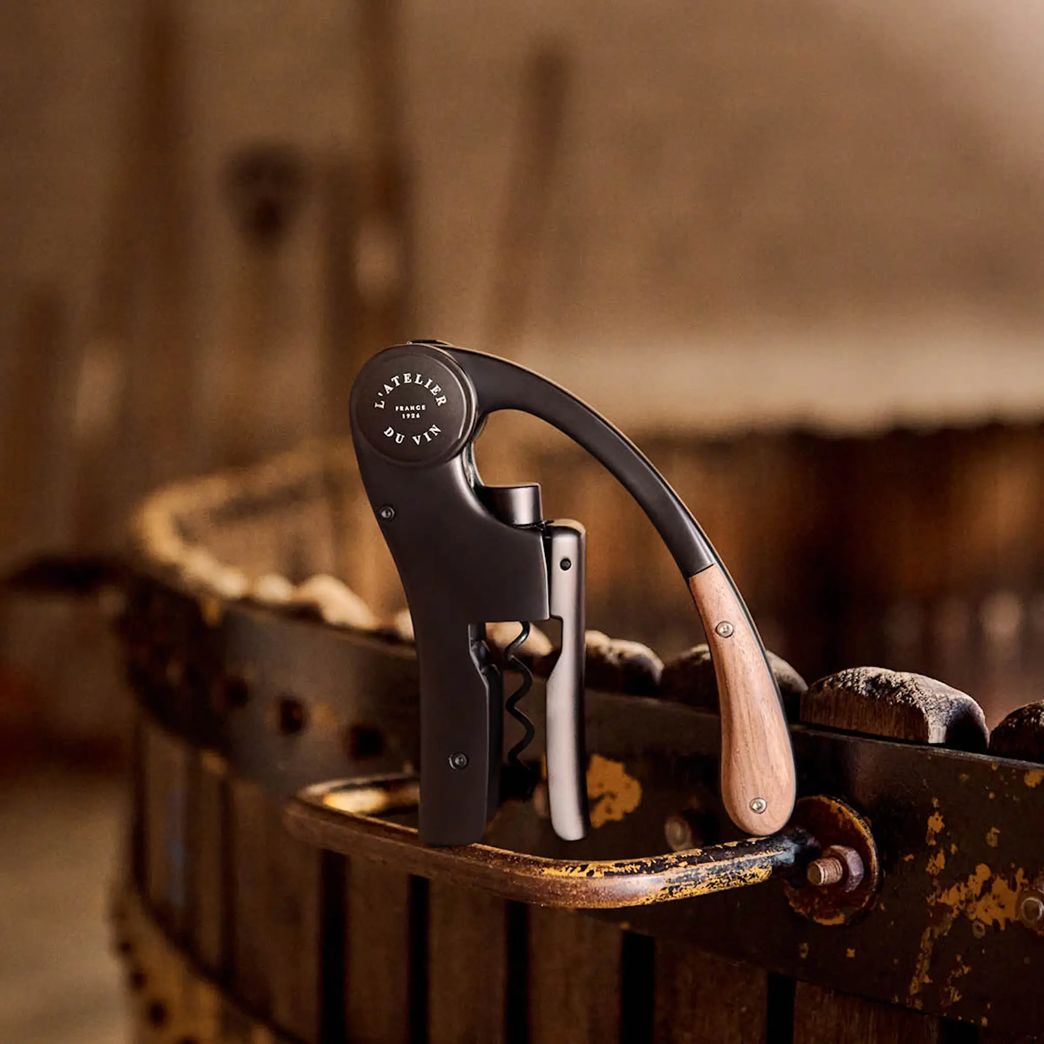 L'atelier du vin Oeno Motion korkskruv gåvoset AV095512 svart/valnöt