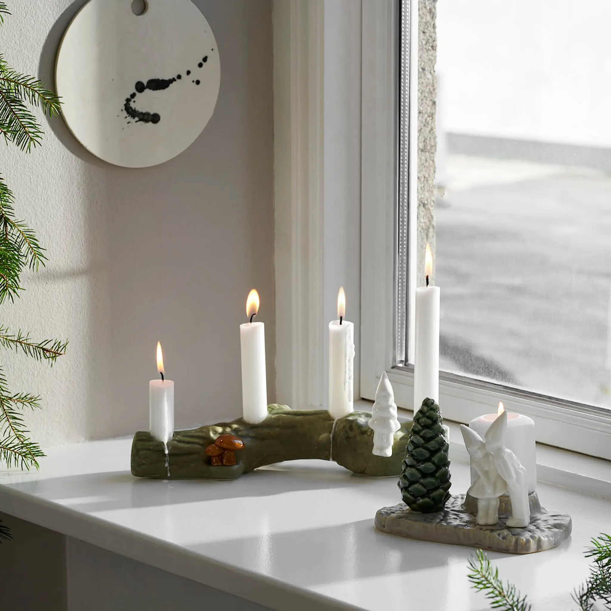 Kähler Christmas Tales Adventtikynttilänjalka 10 cm Vihreä/Valkoinen