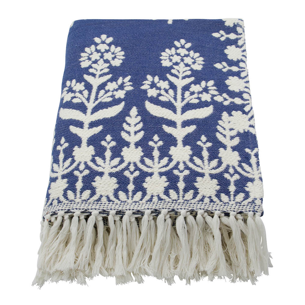 House Doctor Mazzo pläd i bomull 200x150 cm blå