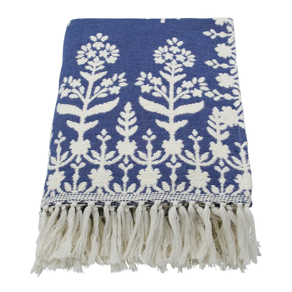 Mazzo pledd i bomull 200x150 cm blå