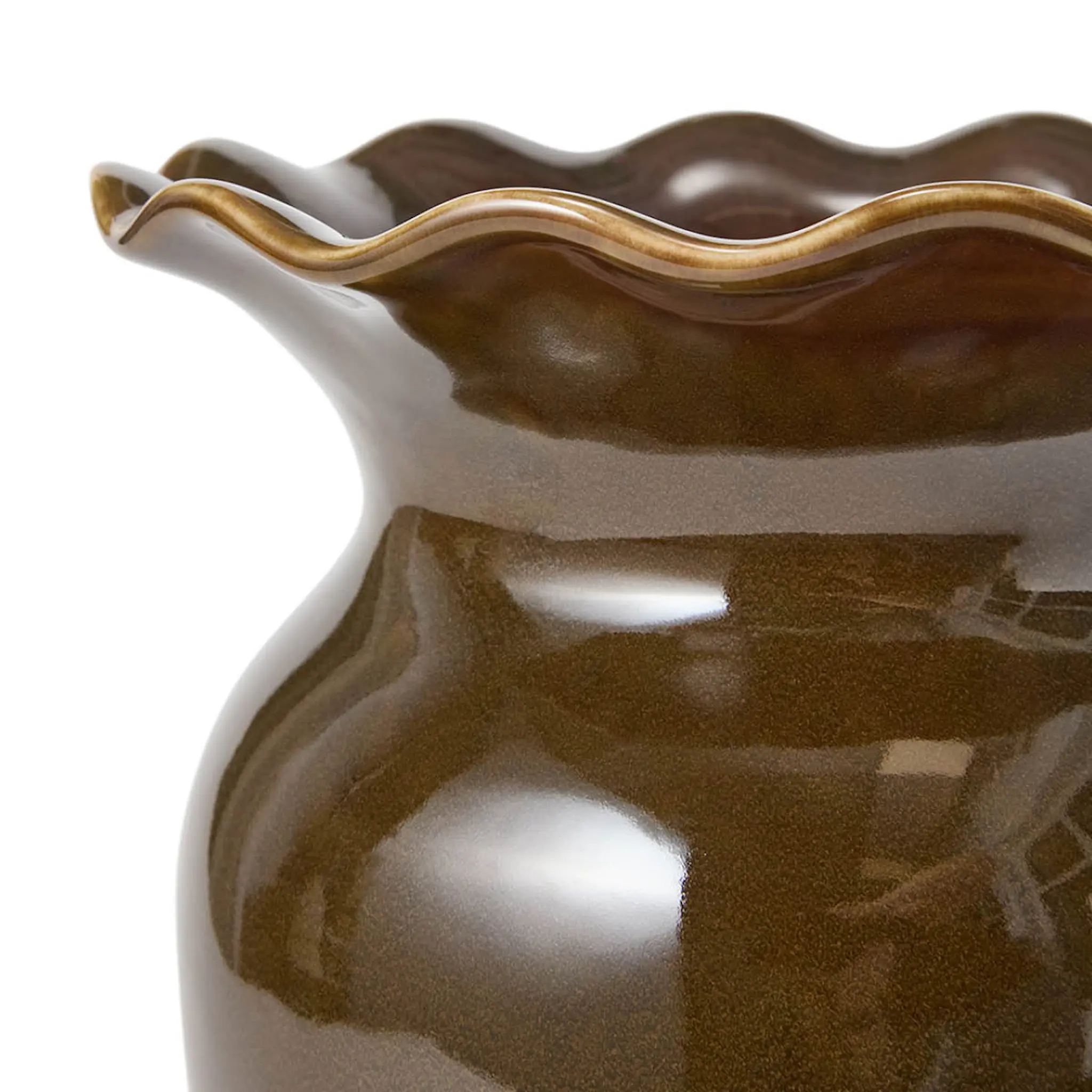 Lexington Wavy maljakko 25 cm brown olive