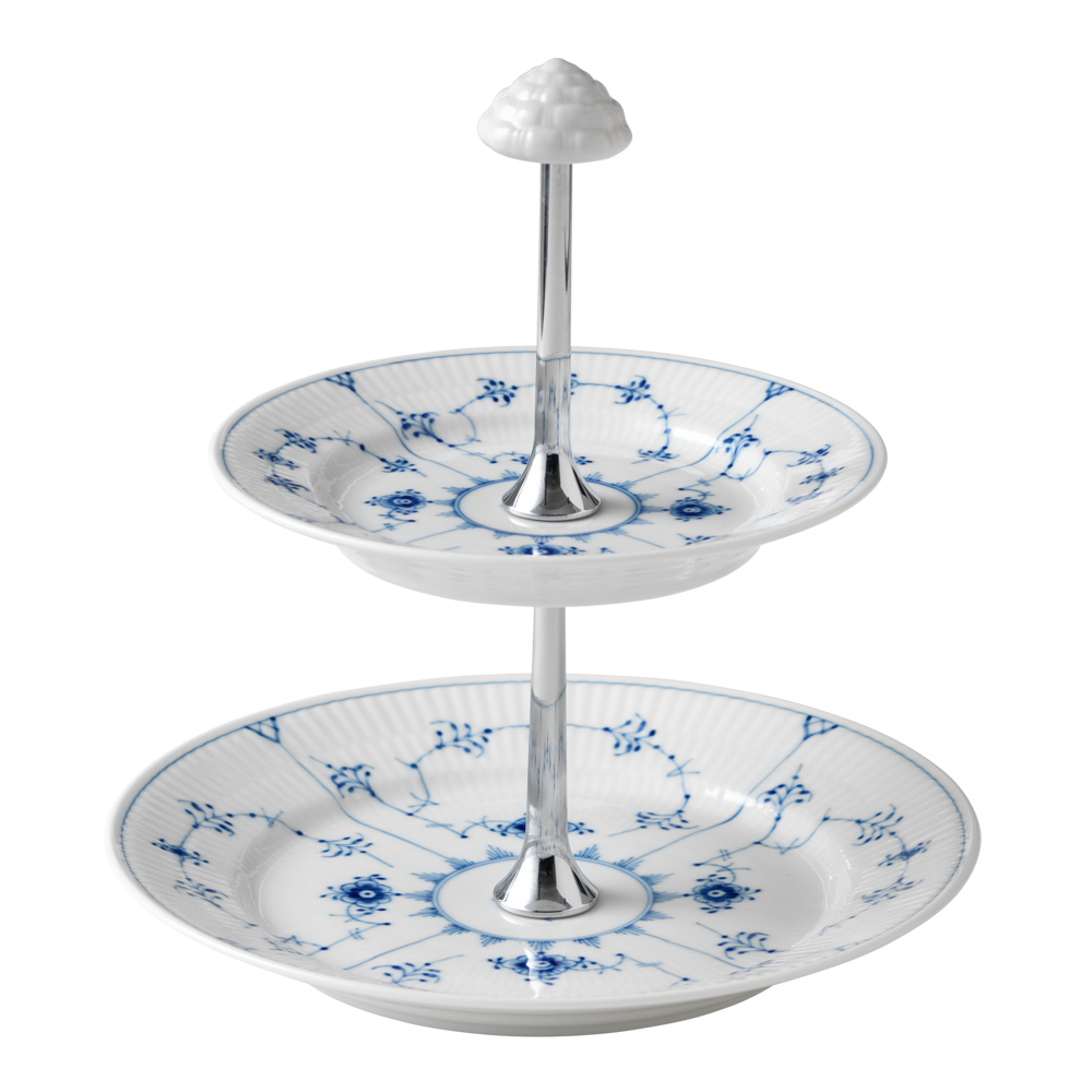 Royal Copenhagen Blue Fluted Plain våningsfat 24 cm 2 våningar