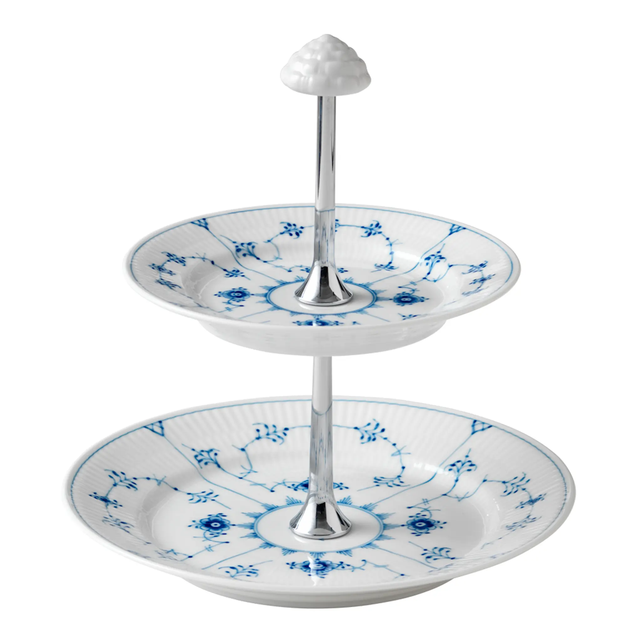 Royal Copenhagen Blue Fluted Plain våningsfat 24 cm 2 våningar