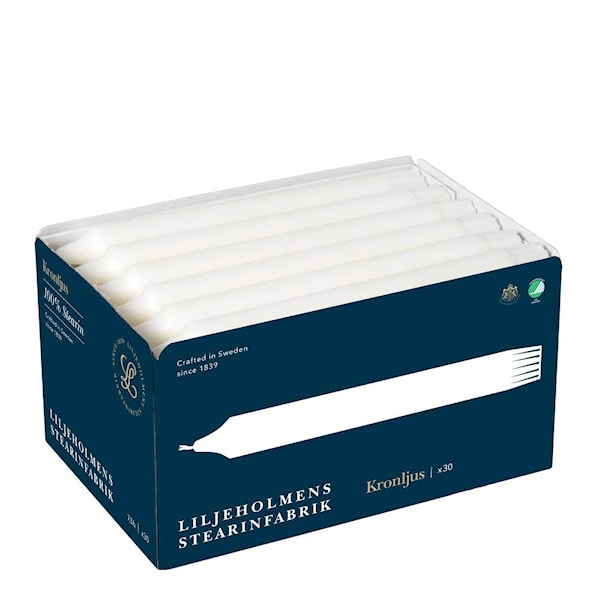 Kronljus 21,1 cm 30-packack vit