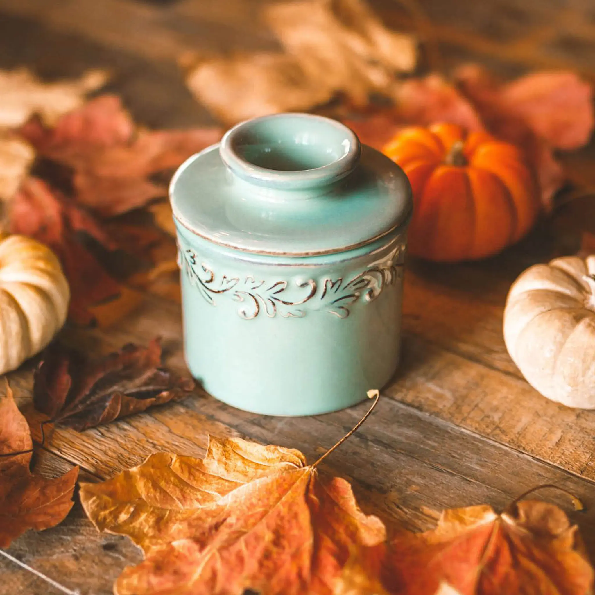 Butter Bell Crock Antique smørklokke havgrønn