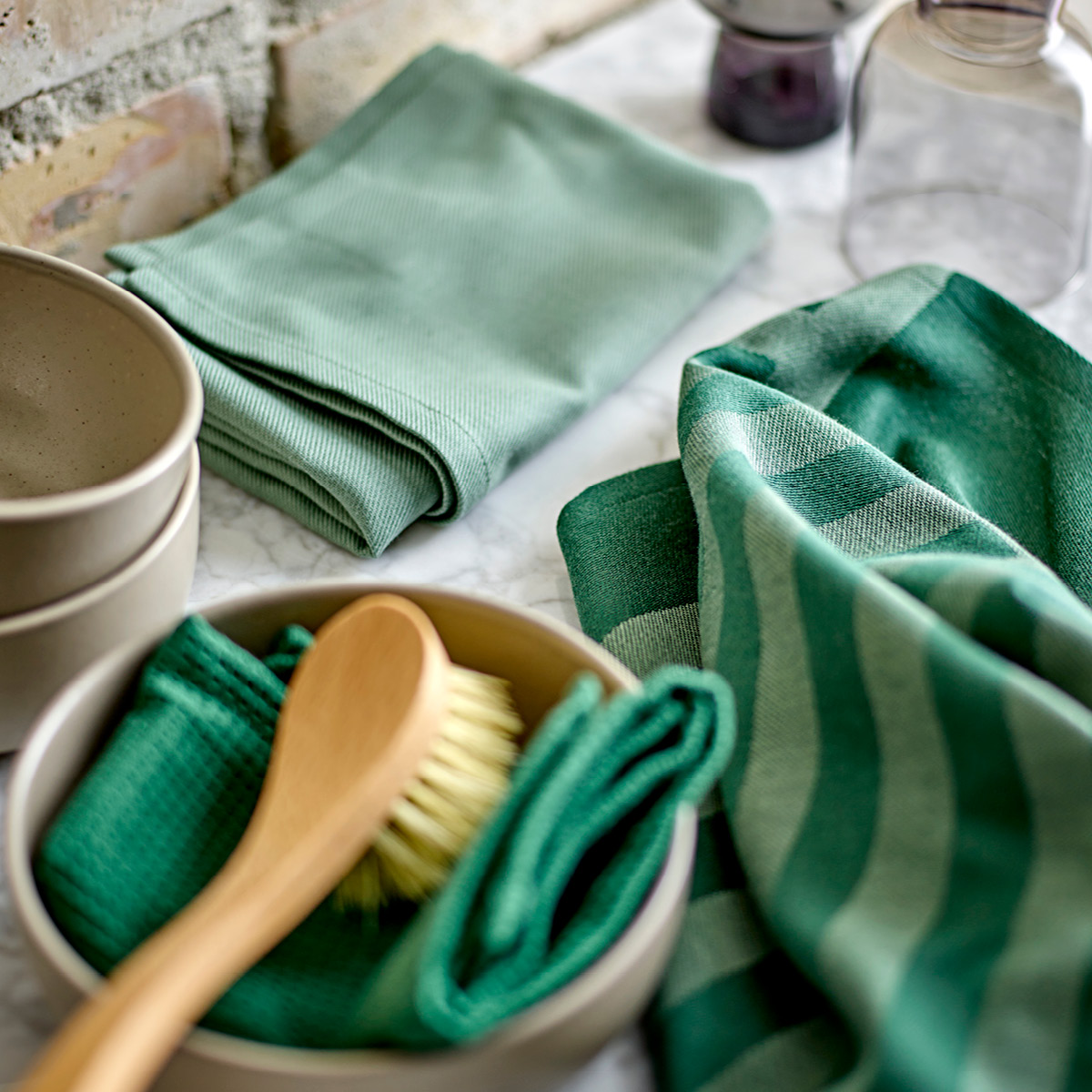 Södahl Reflection kökshandduk 50x70 cm 2-pack pine green