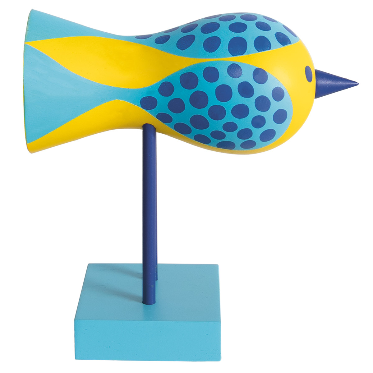 Design House Stockholm Birds 1967 Puulintu Nro 5 16 cm Keltainen/Sininen