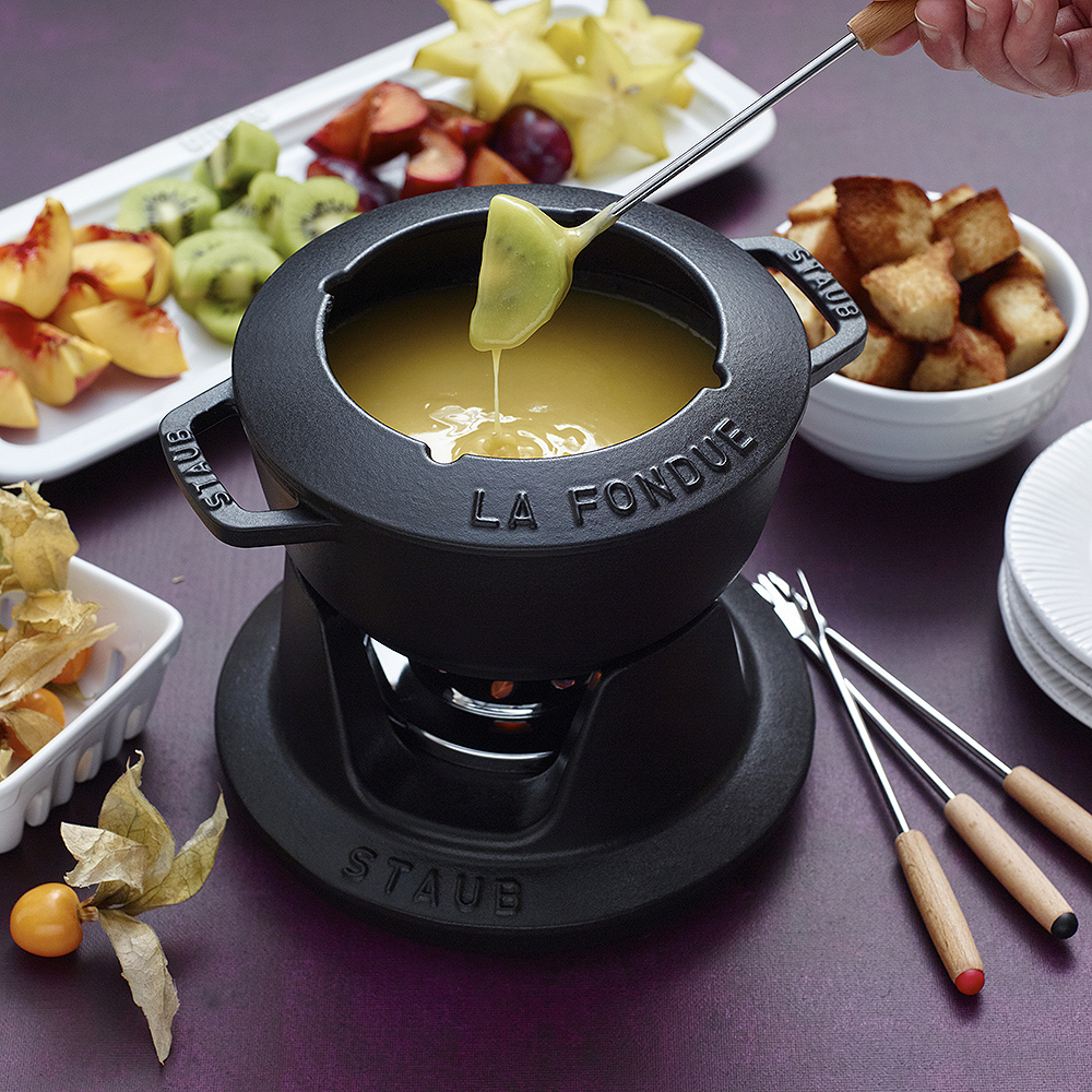Staub Fondue -setti 1,1 L valurauta Musta