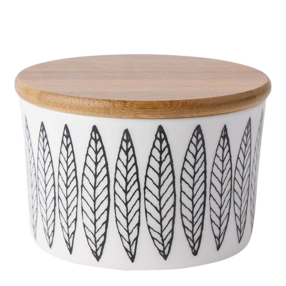 Gustafsberg Salix Svart burk 10 cm med lock