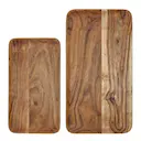Wood bricka / fat 2 delar 33x18/43x23 cm natur