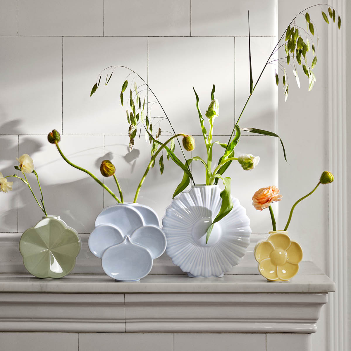 Lyngby Porcelæn Flower vas pensé 17 cm blå