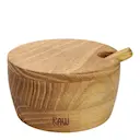 RAW Teak saltkar med lock och sked 4 cm