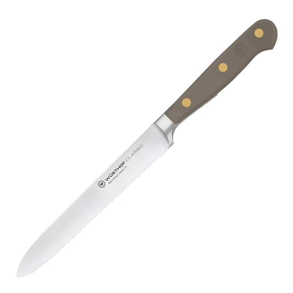 Classic Colour tomaatti- ja makkaraveitsi 14 cm hammastettu Velvet Oyster