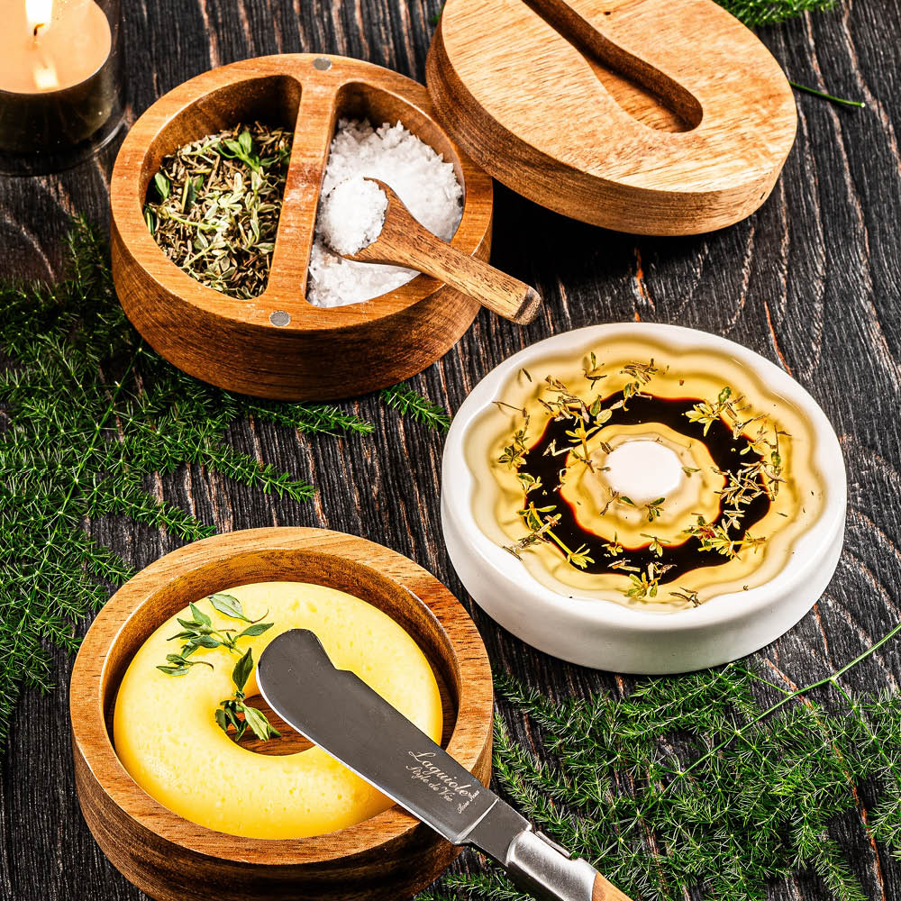 Style De Vie Tarjoilusetti öljylle/voille/mausteille 3 osaa Valkoinen/Akaasia