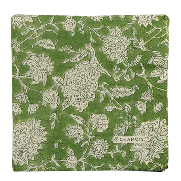 Indian Rose servett 33x33 cm 50-pack grön