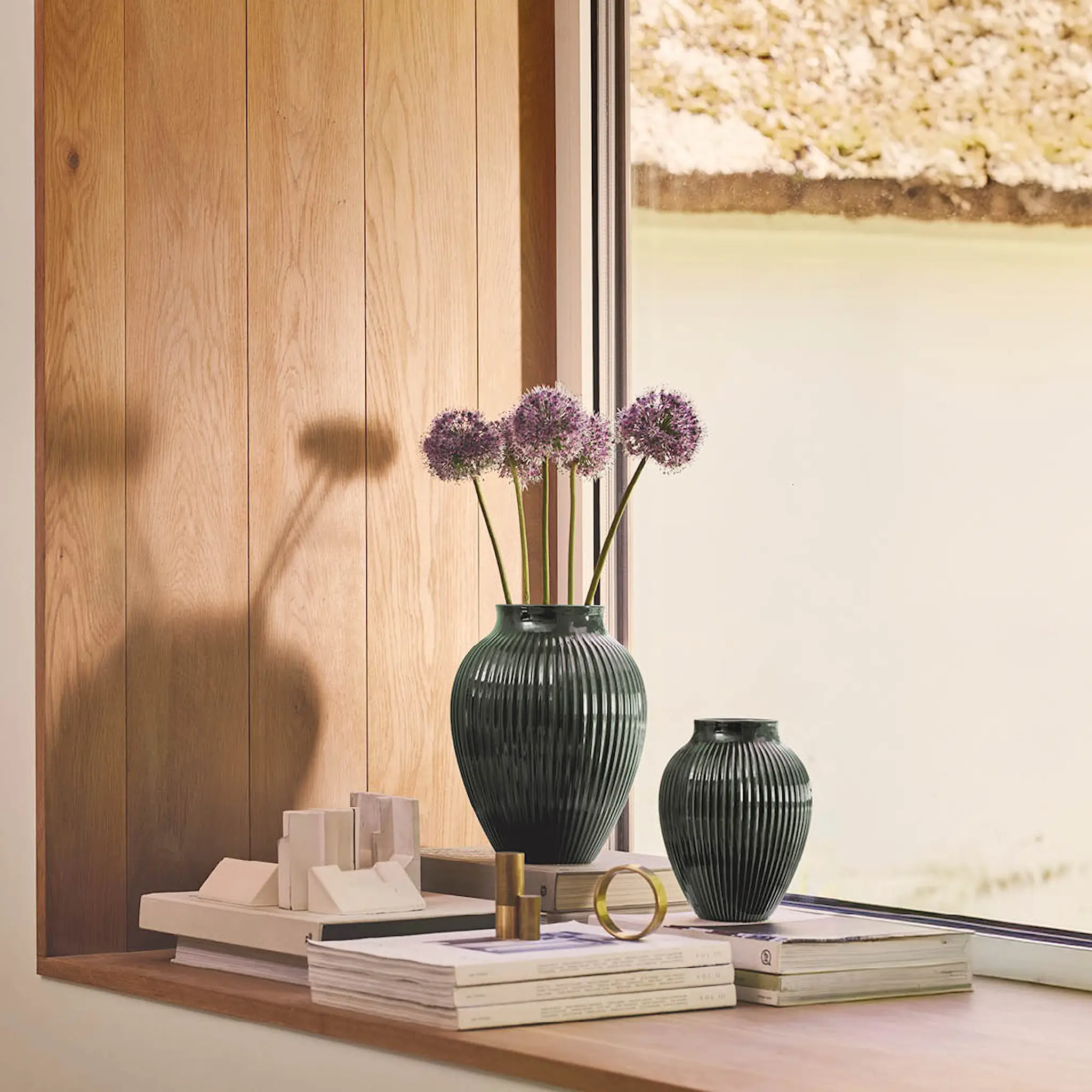 Knabstrup Keramik Ripple Vas 27 cm Dark Green