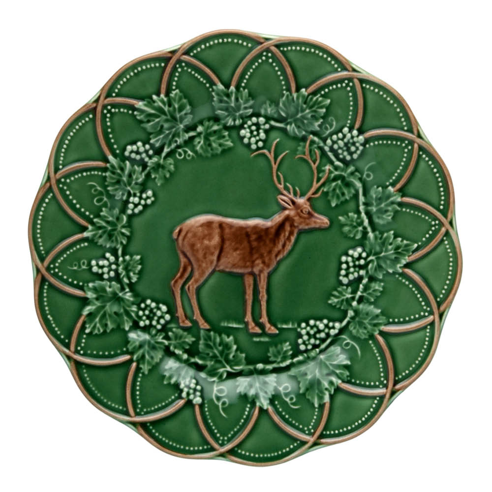 Bordallo Pinheiro Wood tallrik 24 cm hjort grön/brun