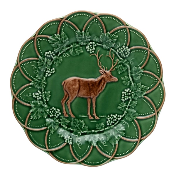 Wood tallrik 24 cm hjort grön/brun