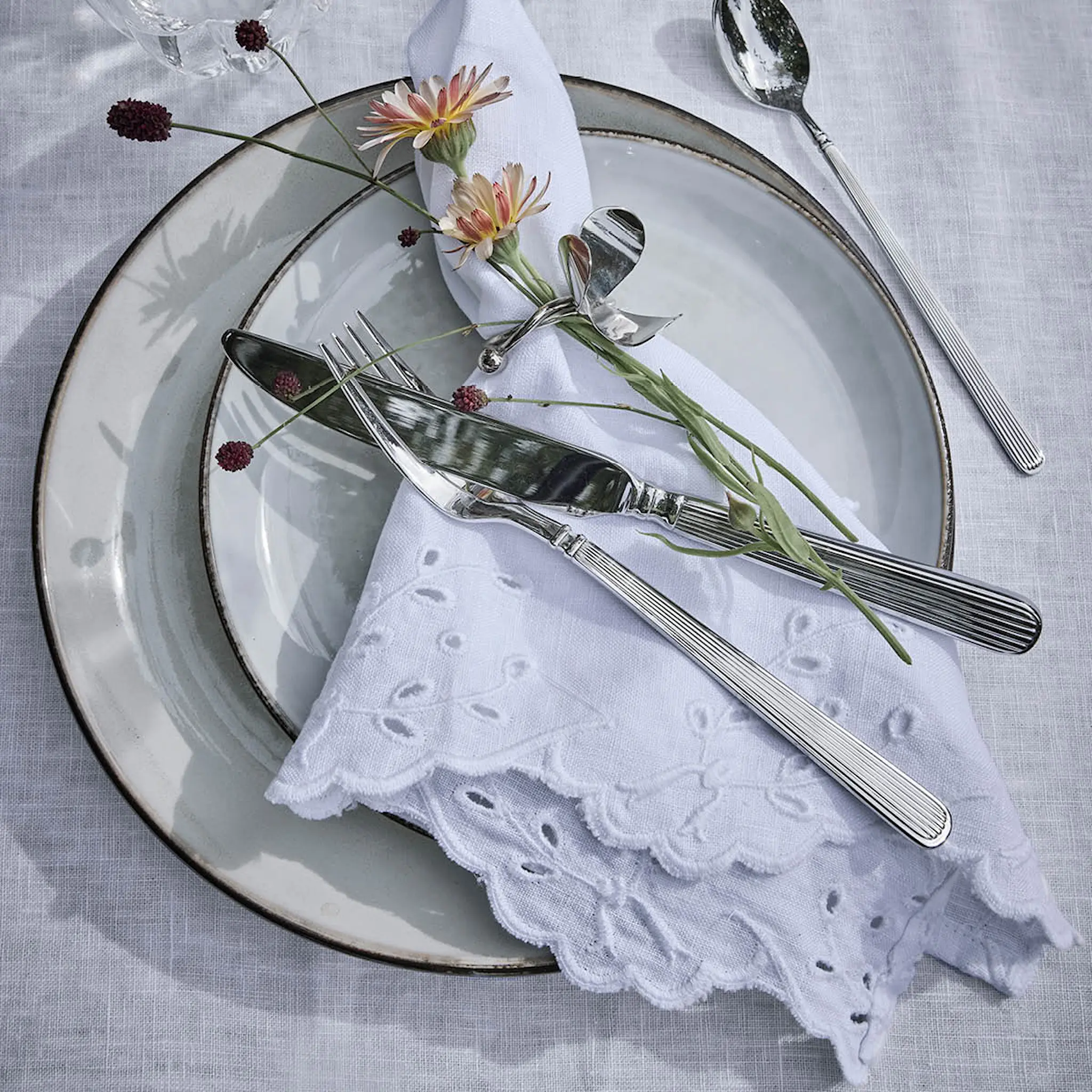 Lene Bjerre Anglaise serviett 45x45 cm hvit