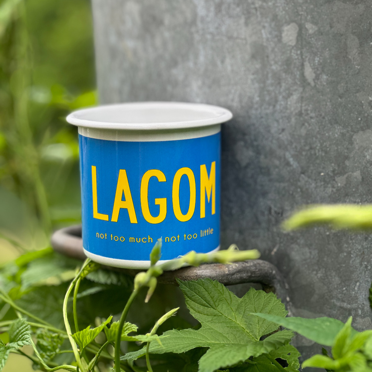 Citronelles Fika Emaljekopp 30 cl lagom blå gul