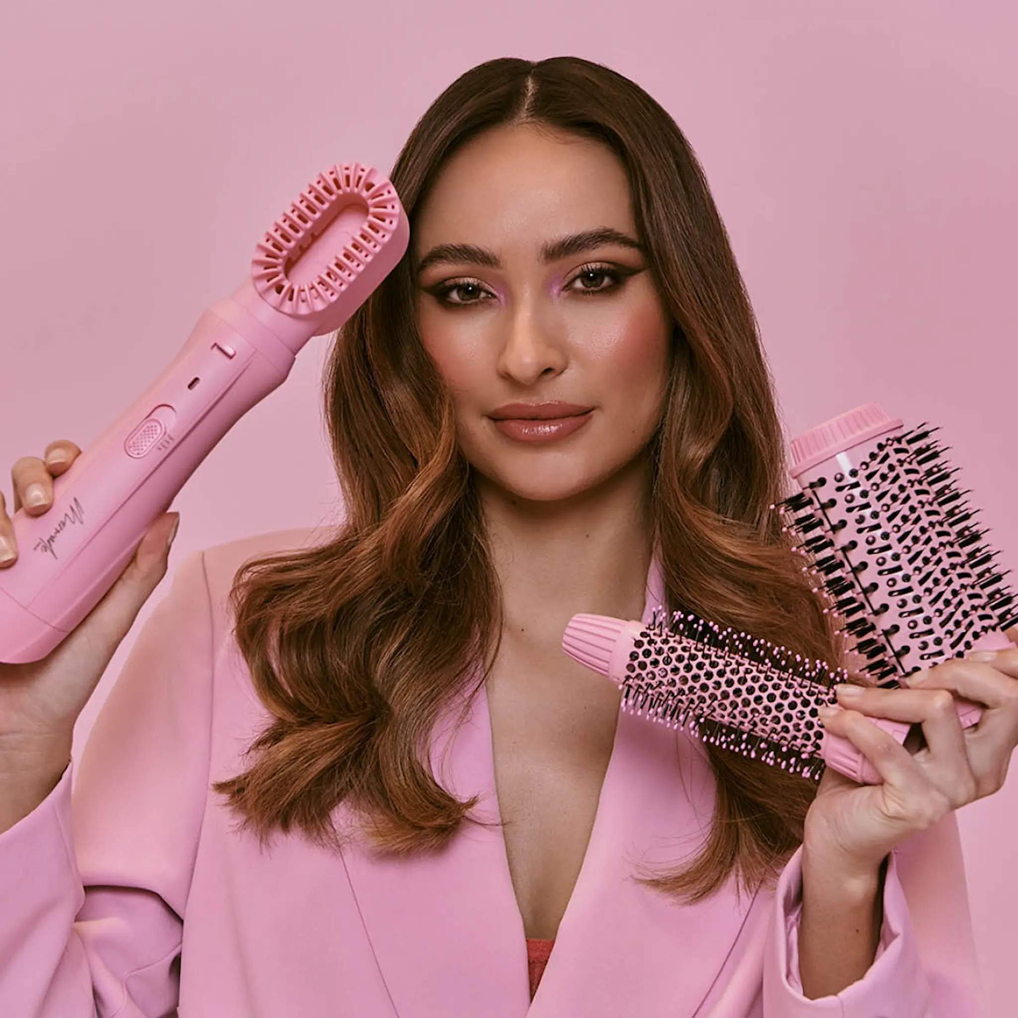 Mermade Interchangeable Blow Dry Brush fönborste utbytbar 4 delar rosa