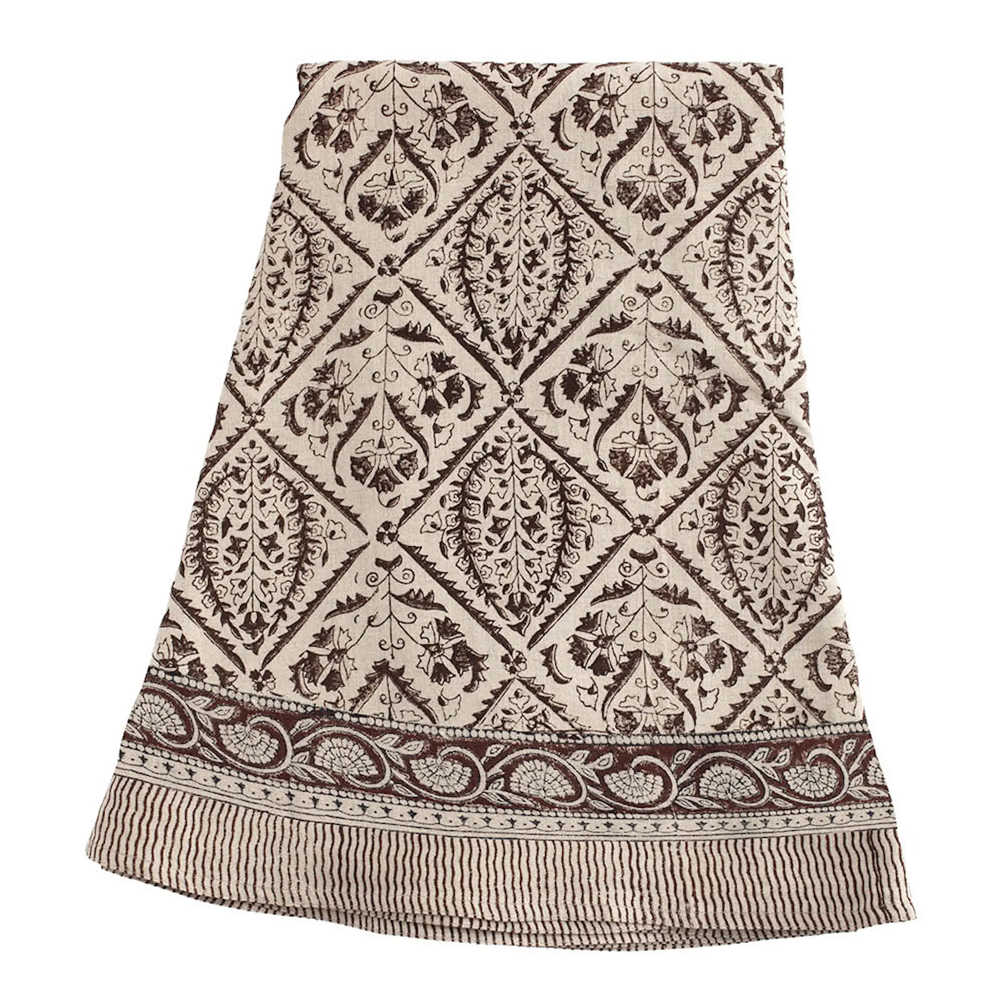 Chamois Jaipur rund linneduk 220 cm brun