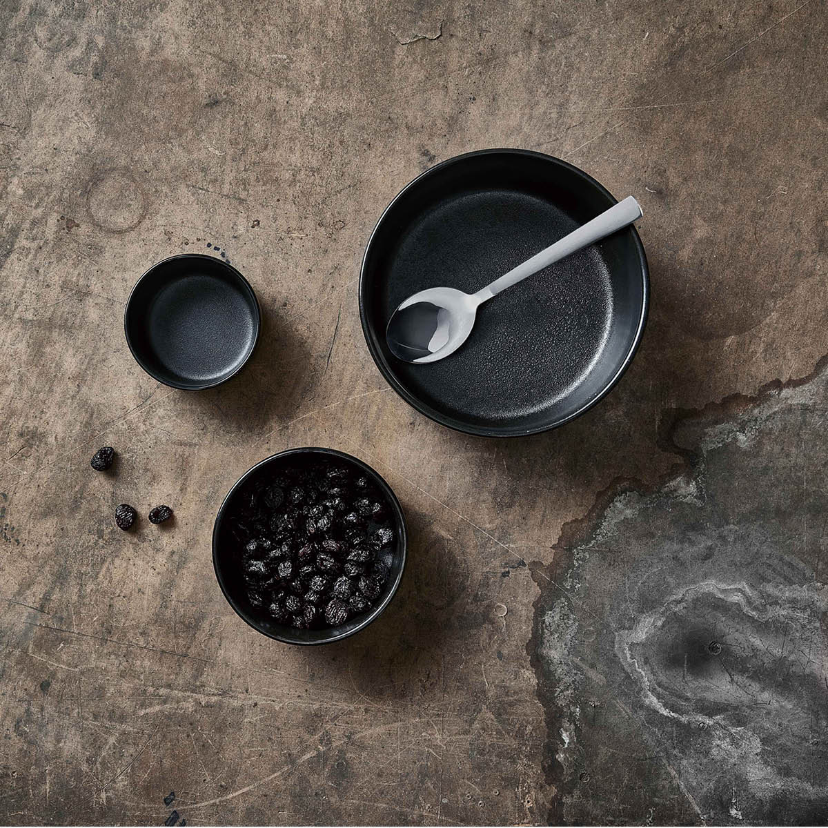 Aida Raw skålsett 3 deler 19,5 cm titanium black