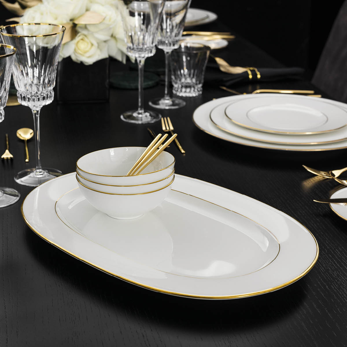 Villeroy & Boch Anmut Gold ovalt fat 41 cm vit/guld