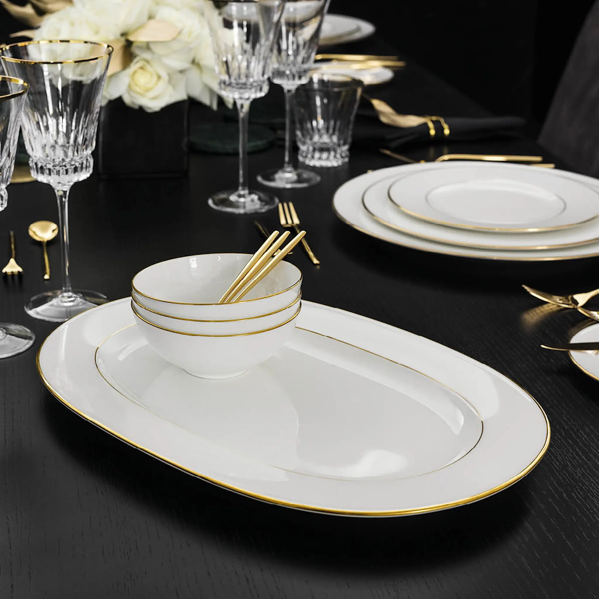 Villeroy & Boch Anmut Gold ovalt fat 41 cm vit/guld