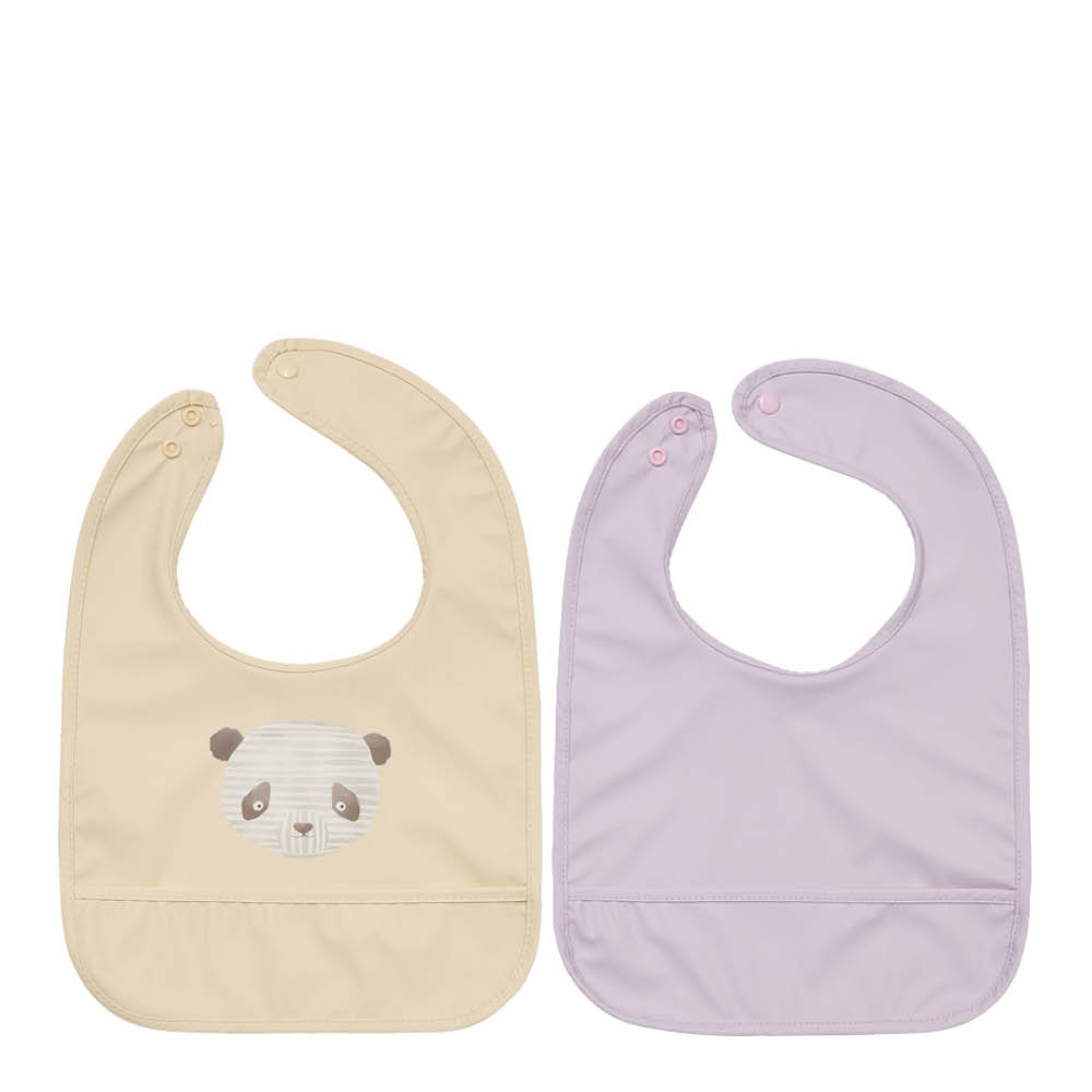 OYOY - Lun Lun panda Ruokalappu 34x27 cm 2 kpl Vanilla/Lavender