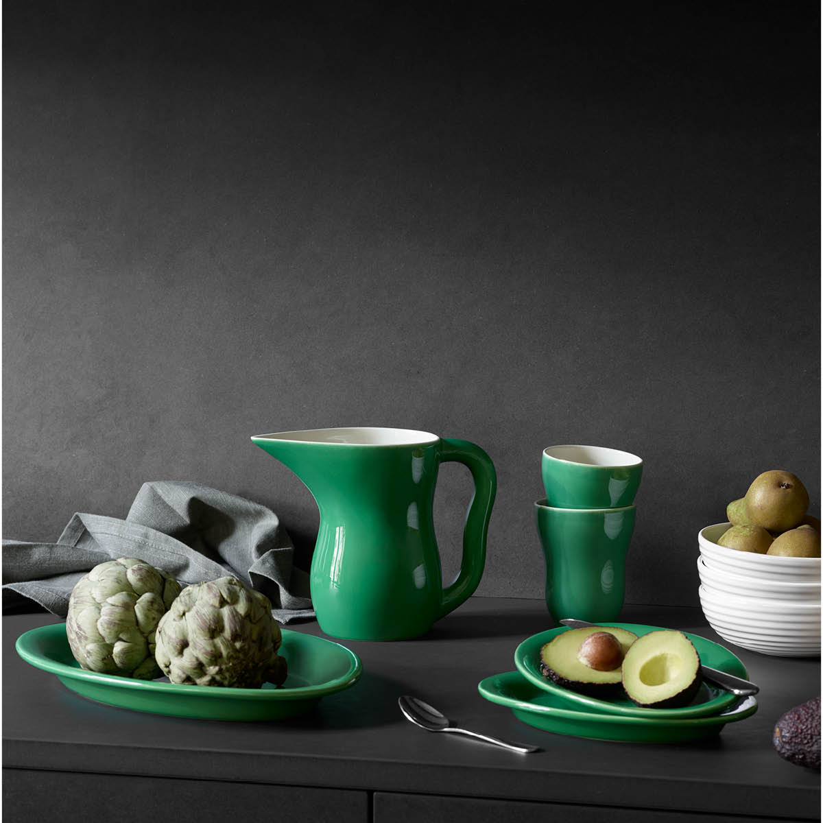 Kähler Ursula Tallrik Oval 28x18,5 cm Grön