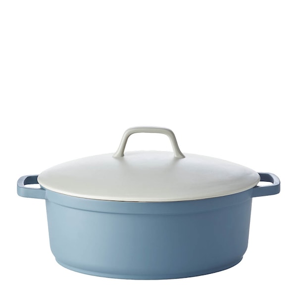 Lättviktsgryta med keramiskt lock 6 L oval blå