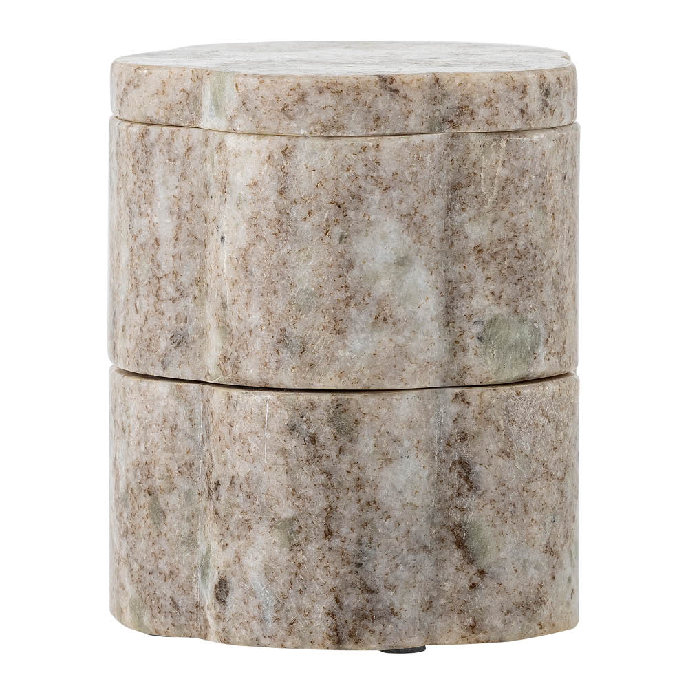 Bloomingville Burk med lock Nezli i marmor 25 cl vit