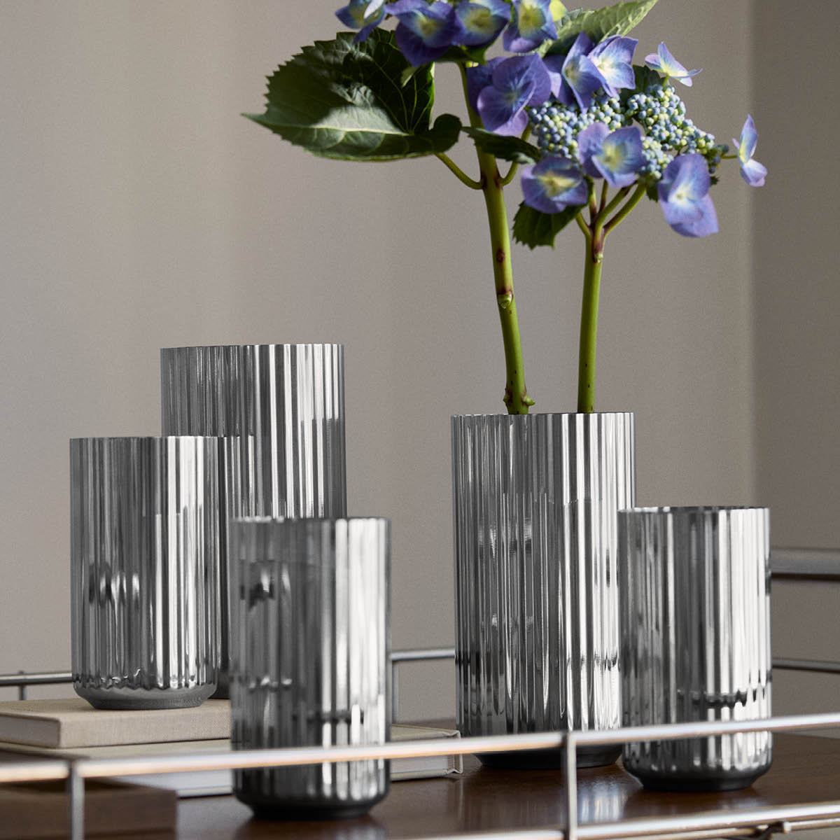 Lyngby Porcelæn Vas 15,5 cm rostfritt stål
