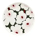 Unikko tallrik 25 cm vit/mörkgrön/rosa
