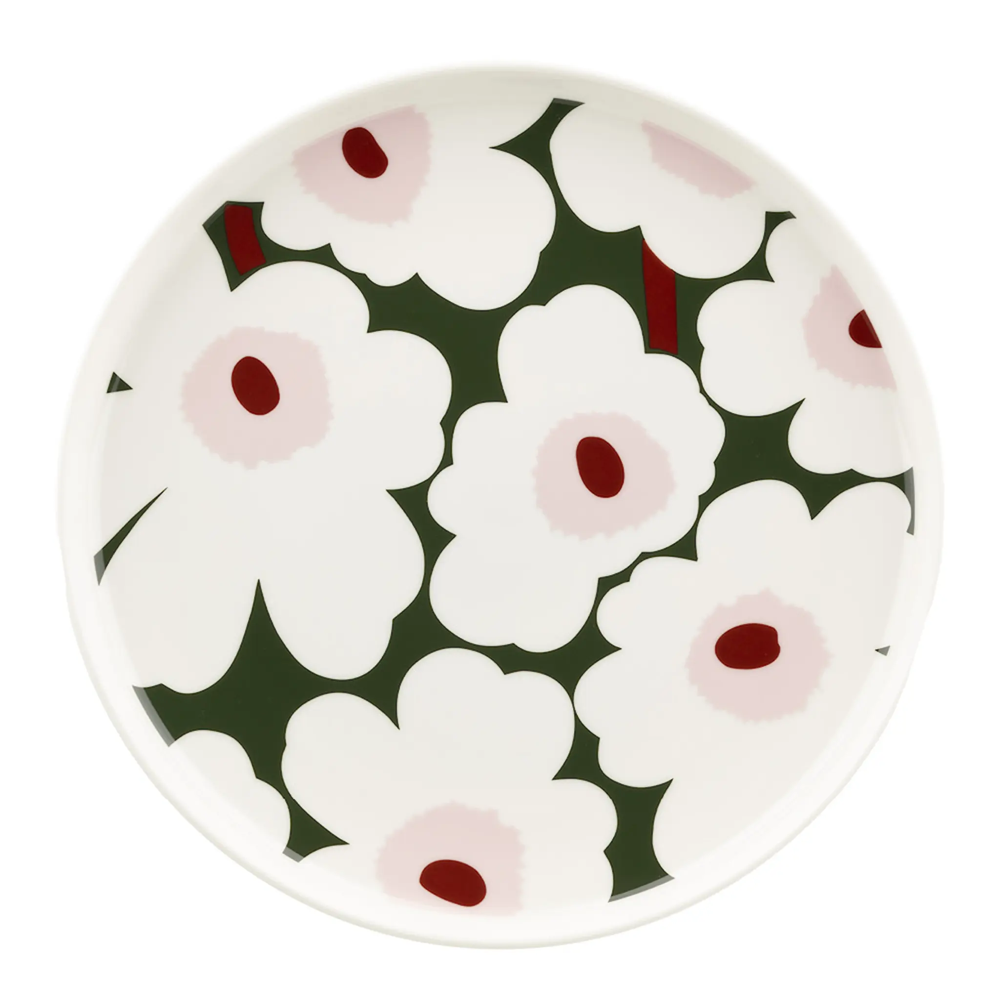 Marimekko Unikko Lautanen 25 cm Valkoinen/Vihreä/Roosa
