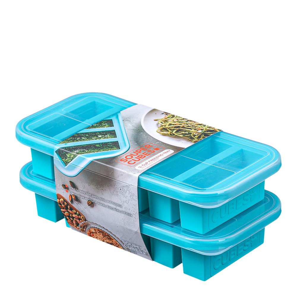 Souper Cubes Matförvaring och Lock Silikon Half-cup 6x125 ml 2-pack Blå