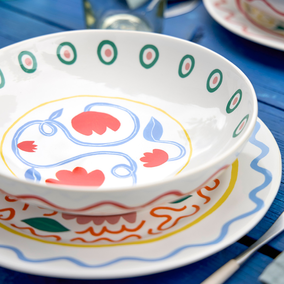 Costa Nova Bliss salat-/pastatallerken dyp 25 cm blomst multi