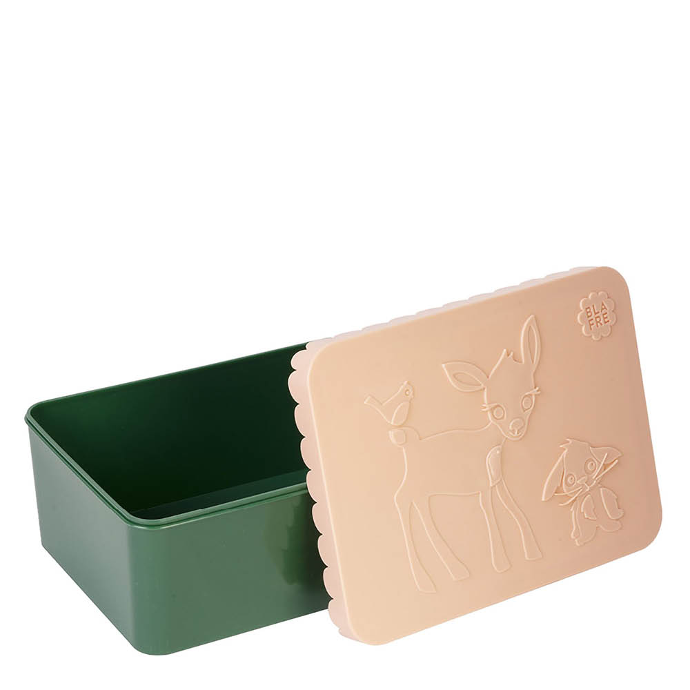 Blafre Matlåda i plast ett fack 11x14 cm Rådjur persika/mörkgrön