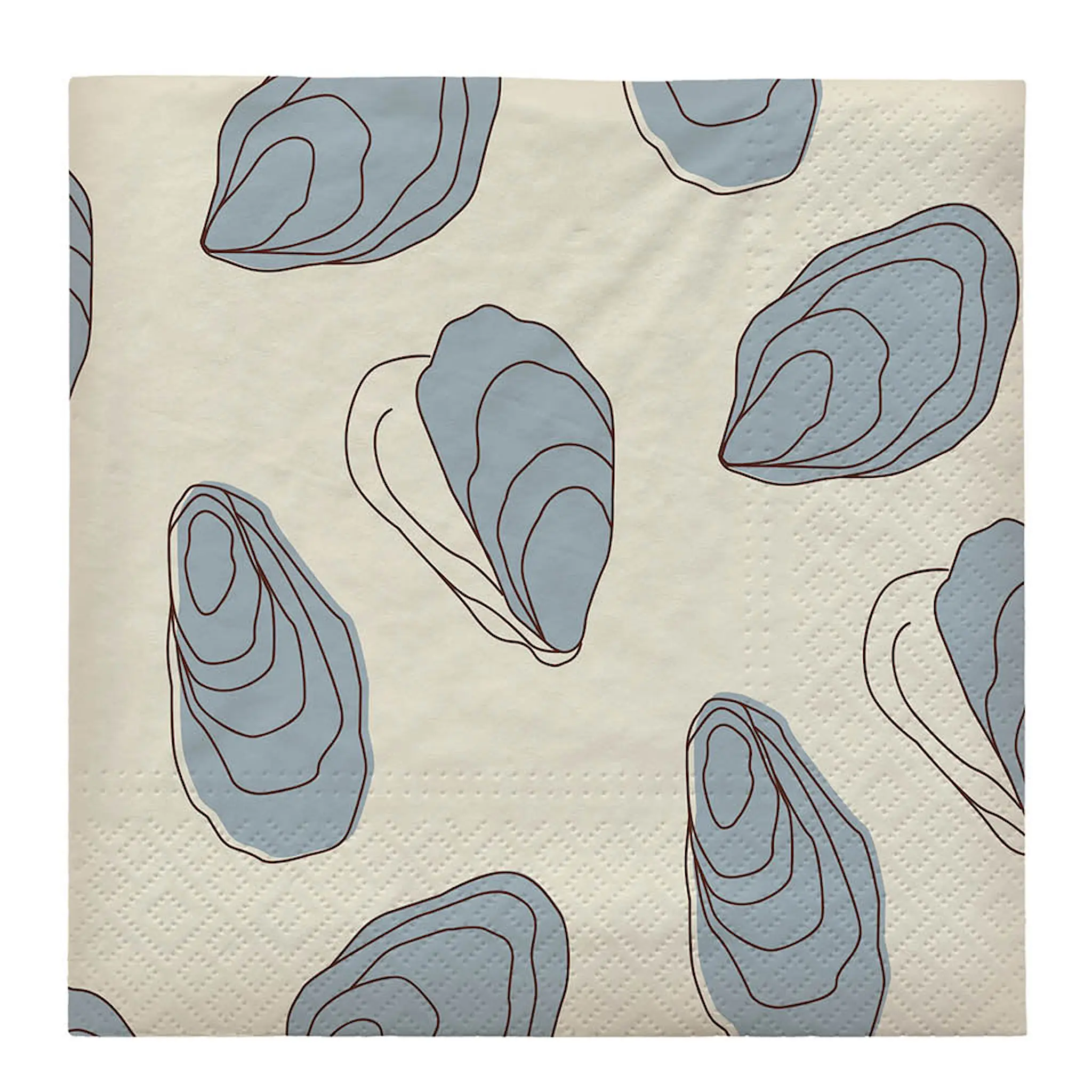 Broste Copenhagen Oyster serviett 33x33 cm 20 stk lys blå/svart