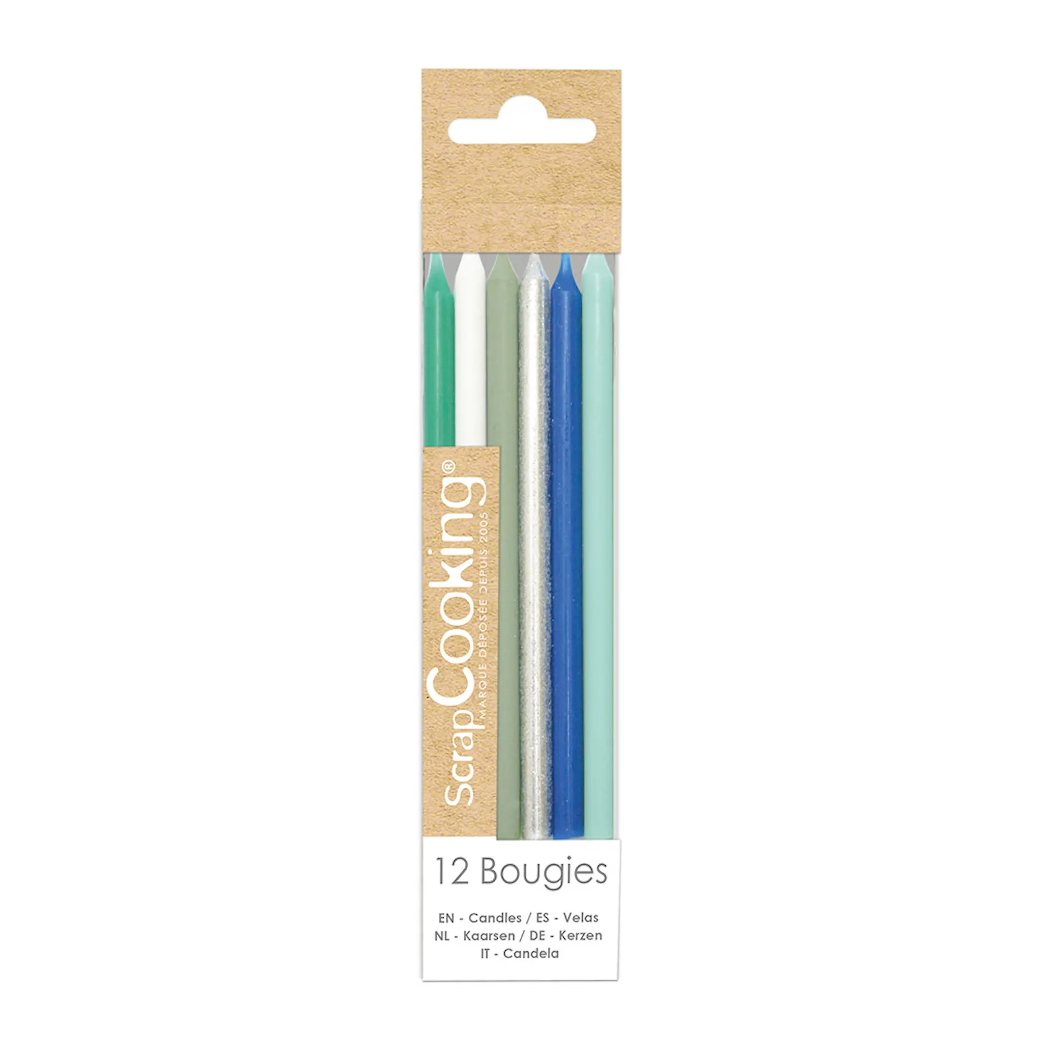 ScrapCooking Tårtljus 12-pack 12 cm blå/silver/vit/grön