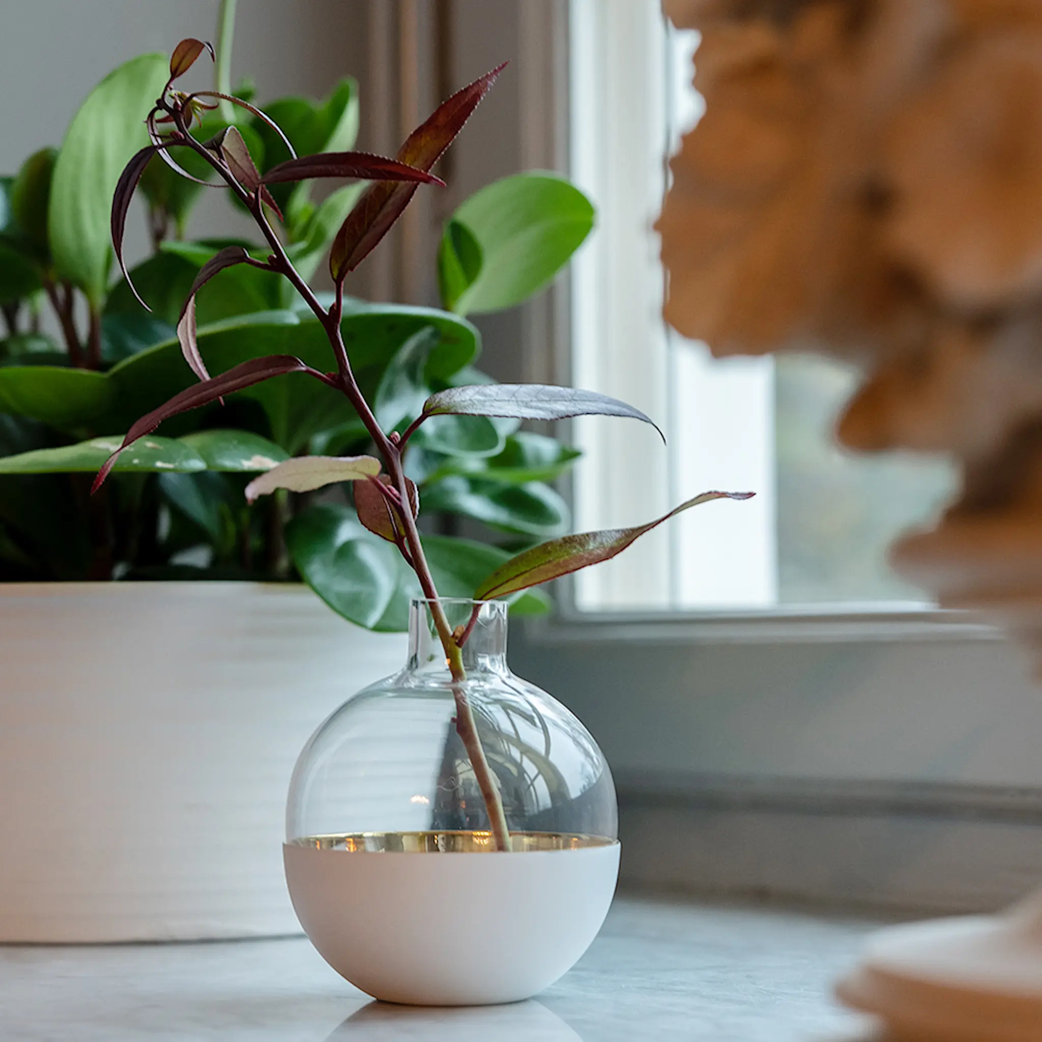 Skultuna Pomme Maljakko / Lyhty 15 cm Valkoinen/Messinki