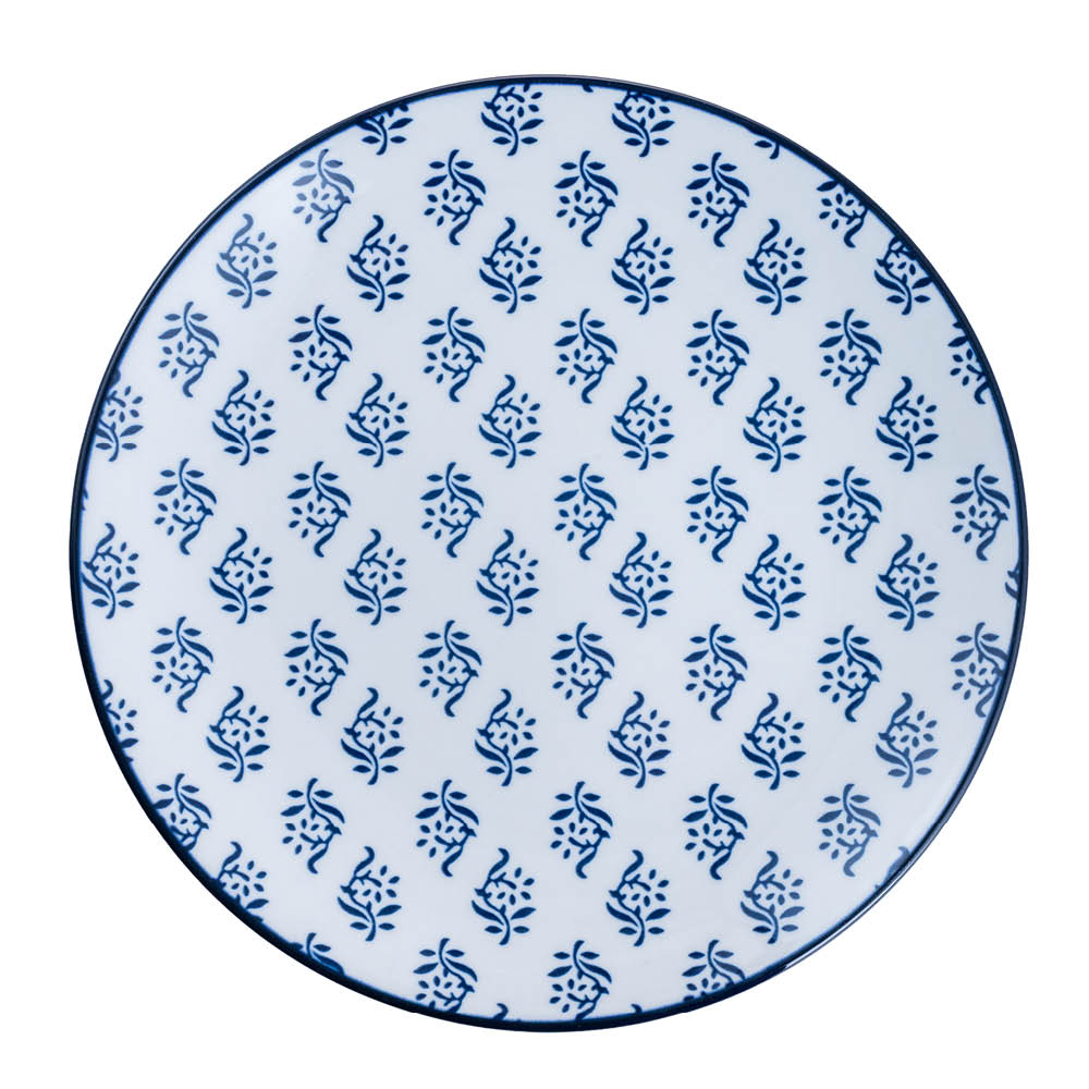 Stiernholm Sakura asjett 19 cm hvit/blå